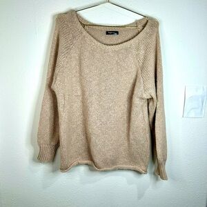 Women’s Beige Knit Sweater Fashion Size Large Long Sleeve Casual Pullover